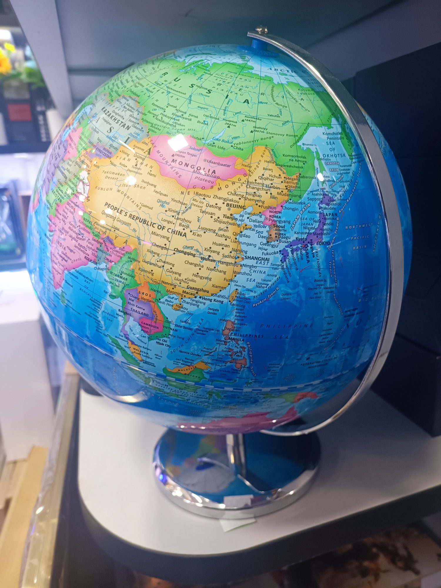 Глобус мира на английском, большой GLOBUS. World globe. Металлический