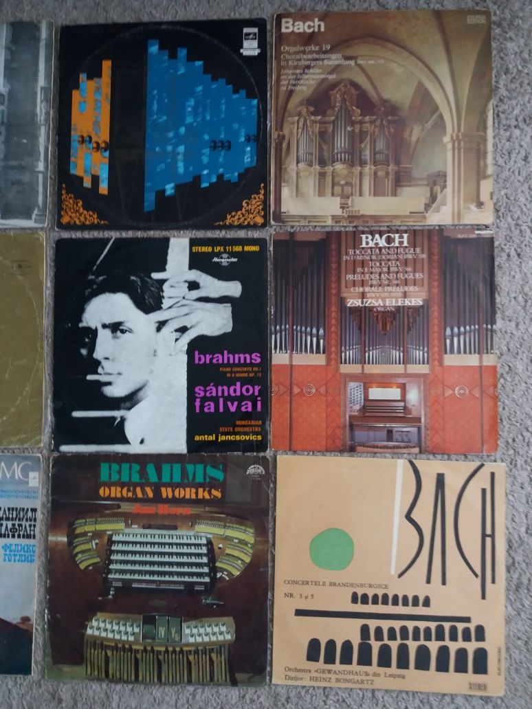 12 Disc vinil Orga Brahms Bach muzica clasica pickup Electrecord