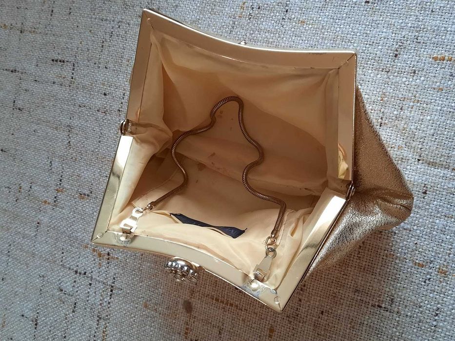 Geanta, poseta vintage de dama Menbur auriu