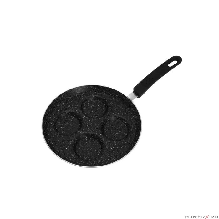 Tigaie pentru ouă si cladite, din aluminiu, 24cm, marmorata, negru,