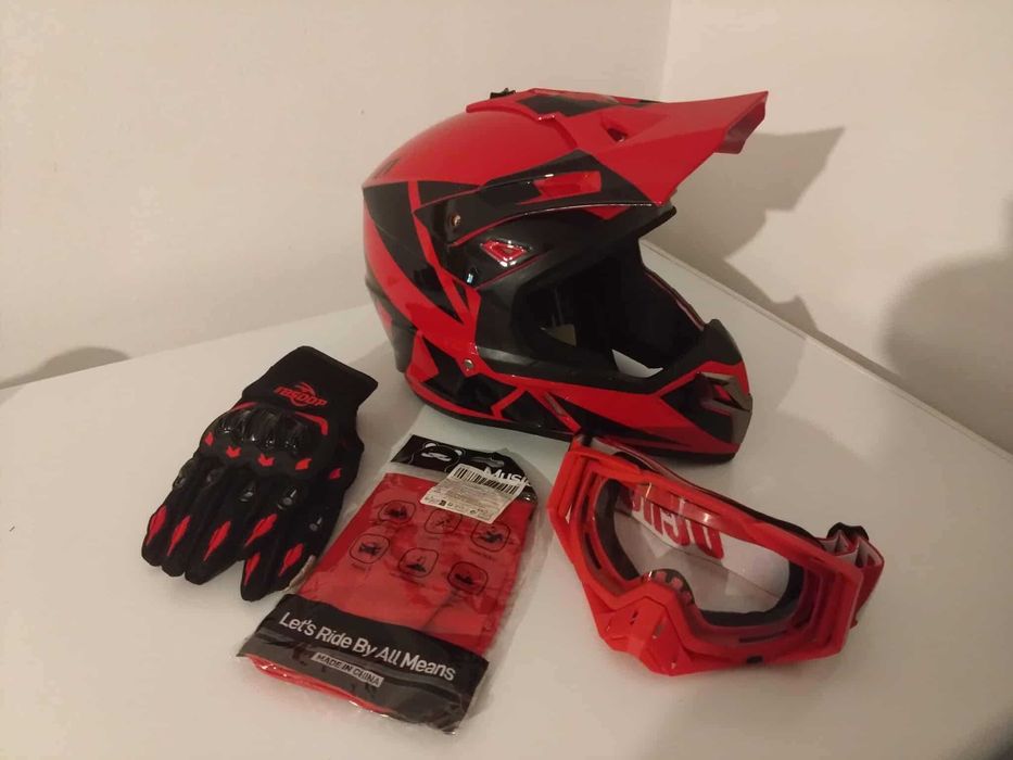 Set casca enduro+Ochelari+Manusi+Cagula