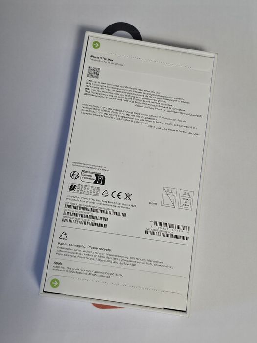 ЗАПЕЧАТАН 512GB iPhone 17 Pro Max 5G Ozone Гаранция '27г. Blue