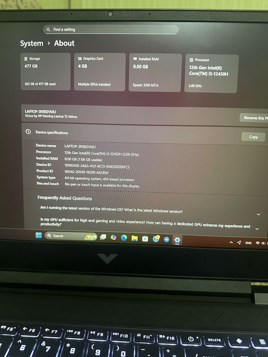 HP Victus gaming laptop gtx