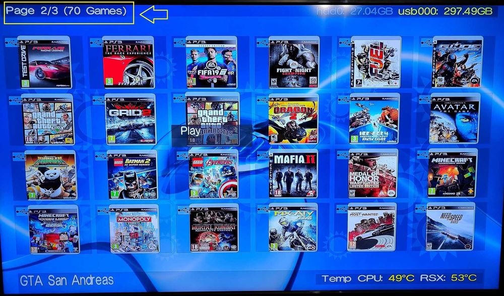 Memorie externa (HDD USB), 70 jocuri PS3, GTA V, FIFA 24, Minecraft