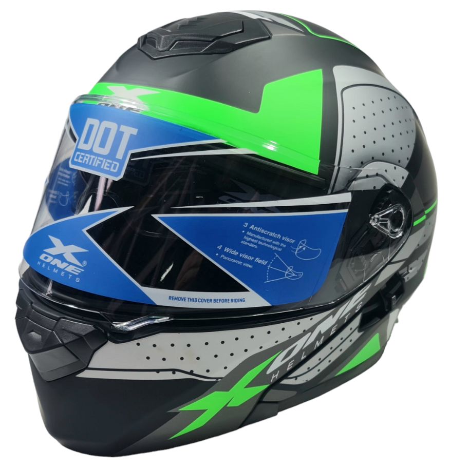 Мото каска X-ONE Helmets зелена, каски за мотор, мотокрос