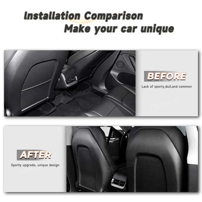 Карбонови кори за задната част на предните седалки – Tesla Model 3