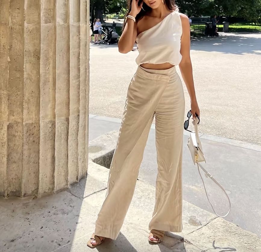 Панталон с примес на лен Zara