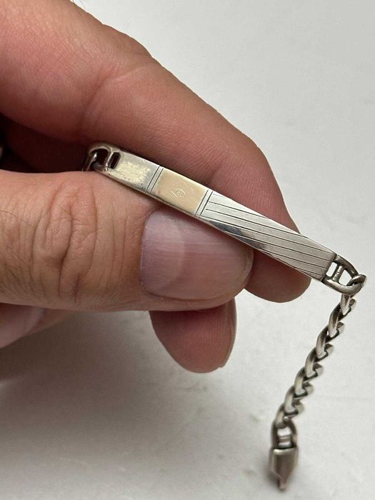 BRATARA ARGINT 925 + Placuta aur 750 - De Barbati - 20cm - Vintage !