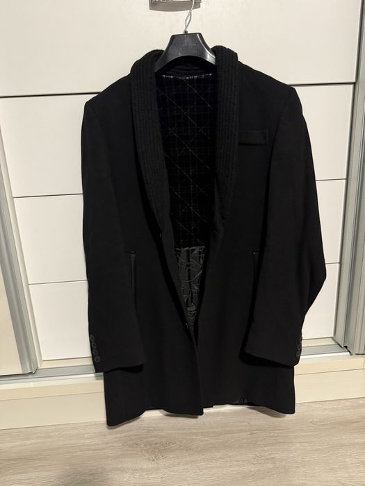 Palton casual din casmir de culoare negru