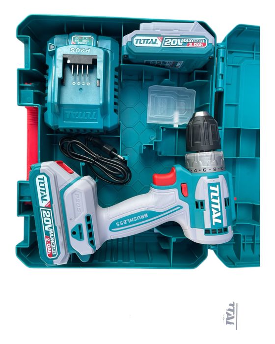 Bormasina pe acumulator Total industrial , 2 acumulatori+ accesorii