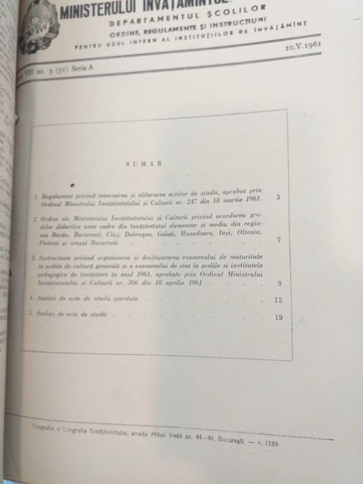 22 Buletine Oficiale Ministerului Invățământ. Rep.Soc Rom.vechi 70 ani