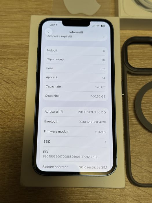 iPhone 13 Blue, 128GB, stare foarte buna, 100% original