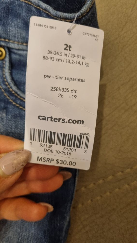 Детски дънки Carters, 88-93 см