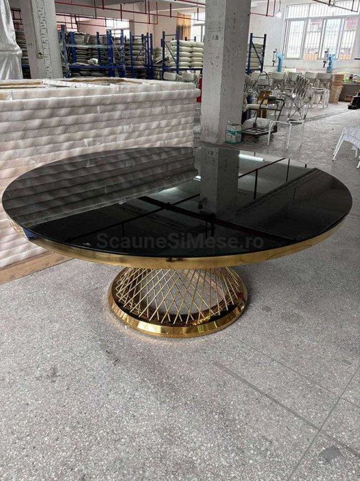 Masa (mese) lux aurie, restaurant, nunta, rotunda, 180cm, 10-12 pers.