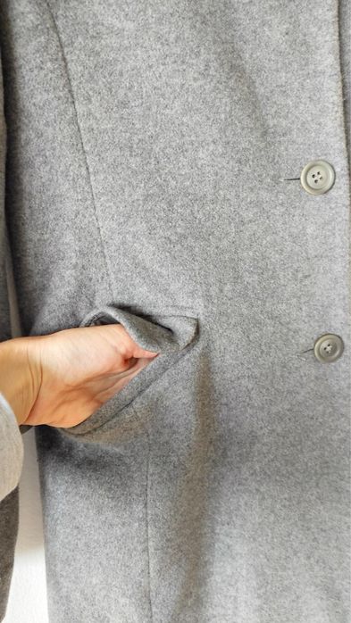 Palton lana+casmir 80 % gri, marimea 36, impecabil