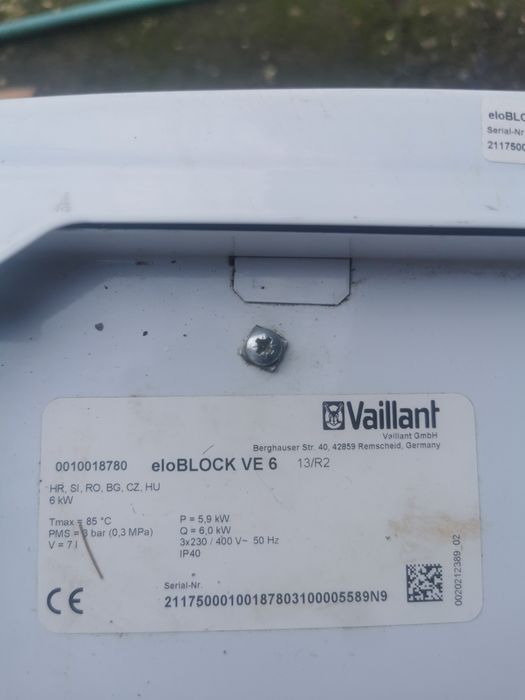 Cazan electric Vaillant eloBLOCK VE 6 – 6 kW, stare bună, funcțional