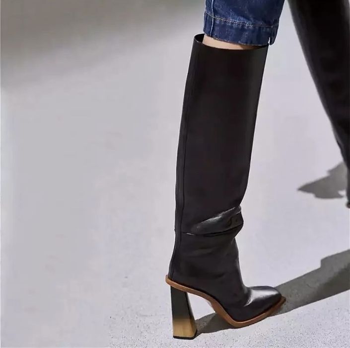 Снижение! Кожаные сапоги трубы