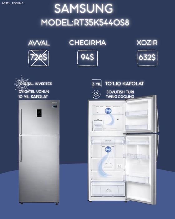 samsung holodilnik 35 model bizda eng arzoni boshqa turdagilarixam bor
