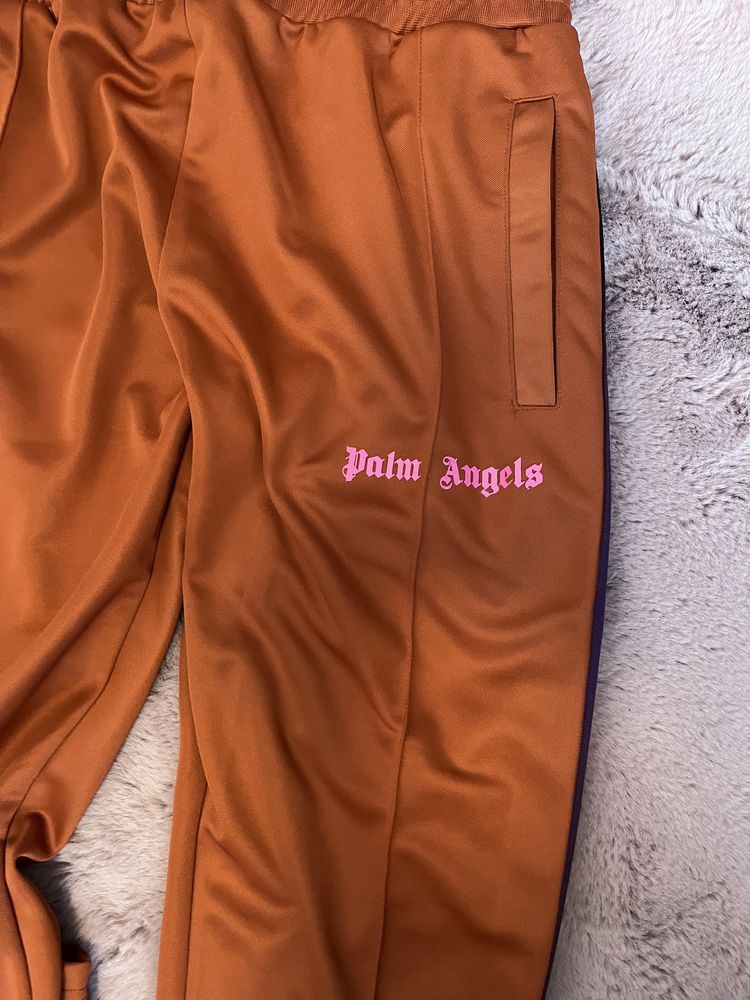 Palm Angels College Slim Track Trousers 'Brown Magenta'