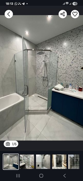 Душевая кабинка(перегородка) 90×90×180