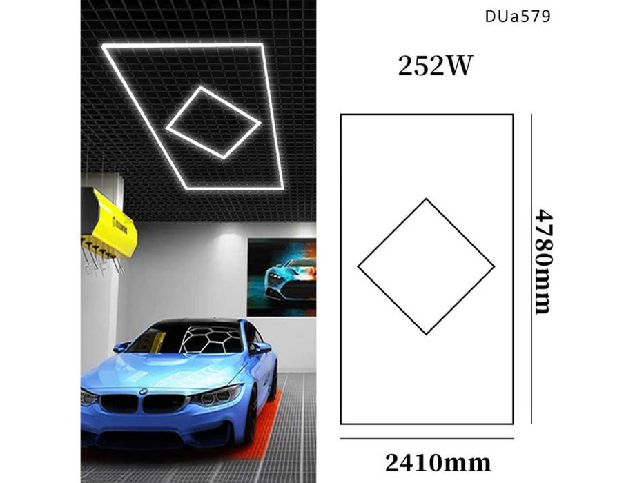 Iluminare romb LED pentru tavane si pereti garaj