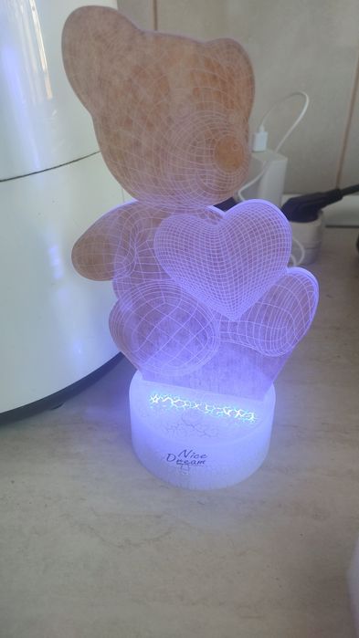 Lampă de noapte 3D Ursuleț de pluș, Iluzie optică, Lamp