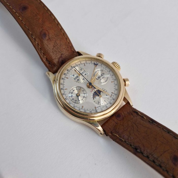 Liquid Money vinde - Ceas Aur 18K Gruen David Cronograf, moon phase