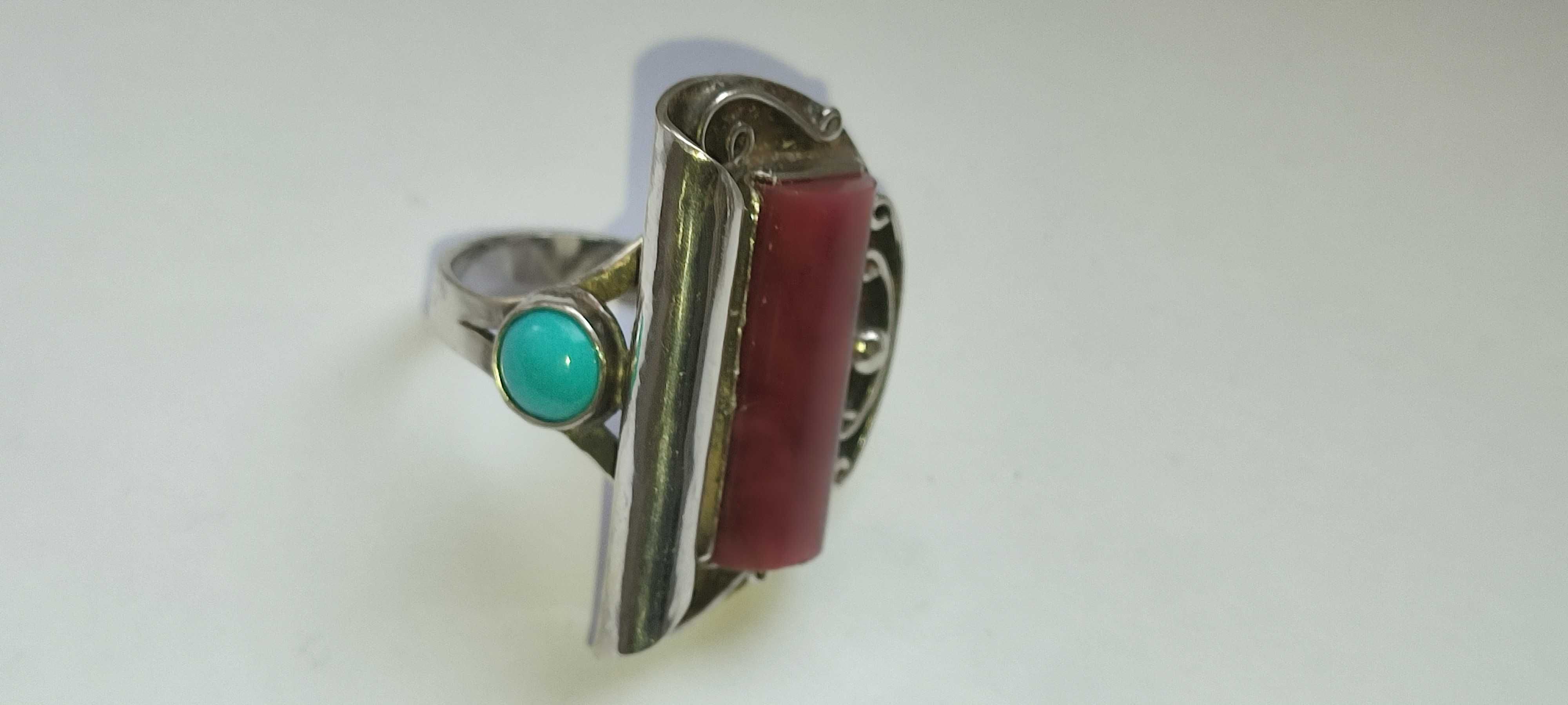 Эксклюзивное серебряное кольцо с камнем ЯШМА разм.19