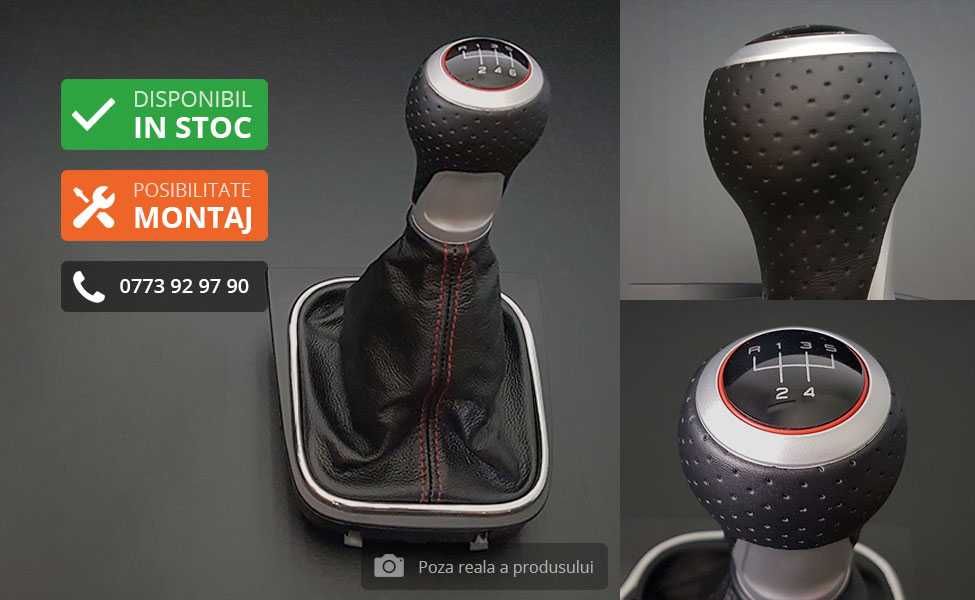 Schimbator viteze PIELE NATURALA perforata Golf 5-6 Jetta Eos Scirocco