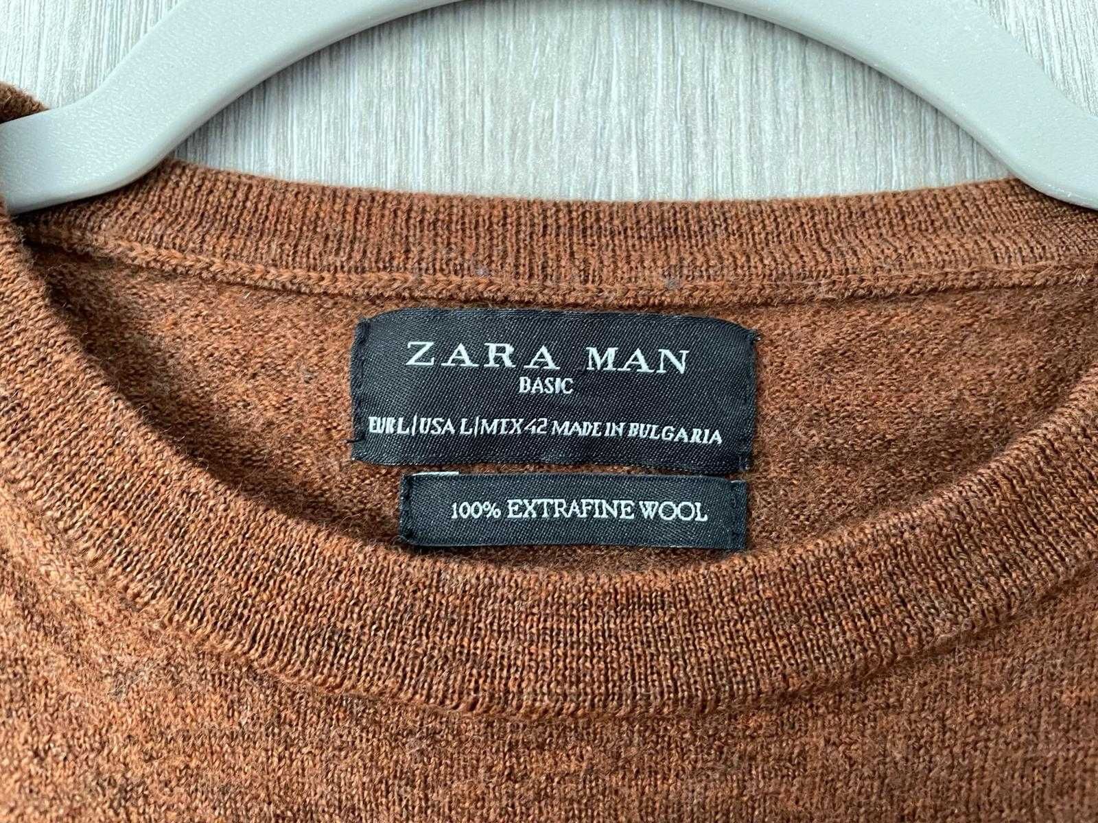 pulover ZARA M / L slim fit, 100% lana, nou