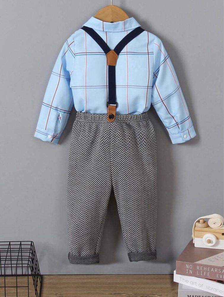 Бебешки костюм Карирана риза с щампа и панталони