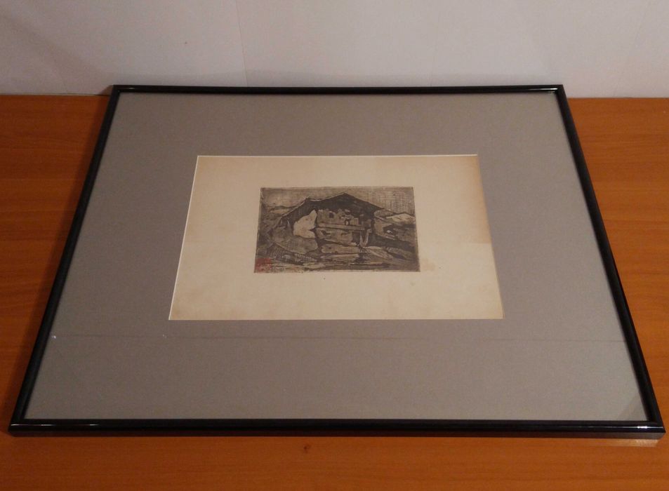 Tablou Gheorghe Petrascu |Casa la tara| Gravura veche