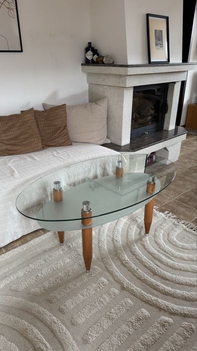 Холна маса от дърво и стъкло 120/70/51