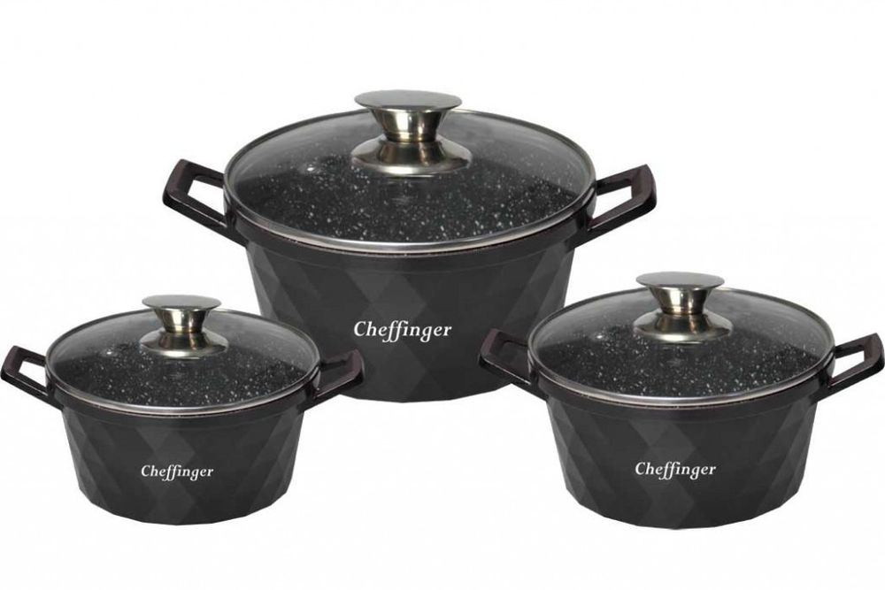 Комплект от 3 броя висококачествени съдове за готвене Cheffinger - 6 ч