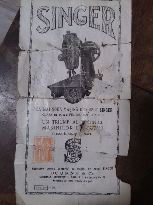 Masita de cusut Singer din 1938