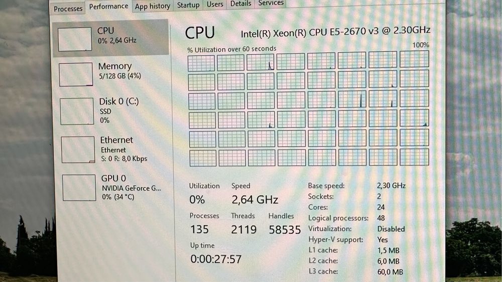 HP z640 workstation X2 Xeon 128GB ram RTX 2070 Nvme 1GB