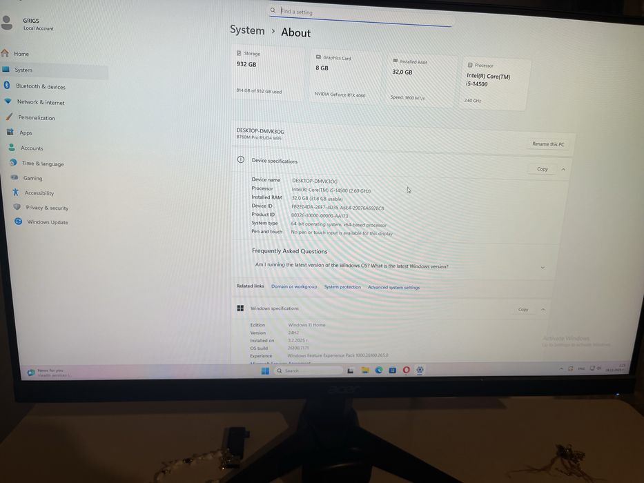 Acer 165hz монитор
