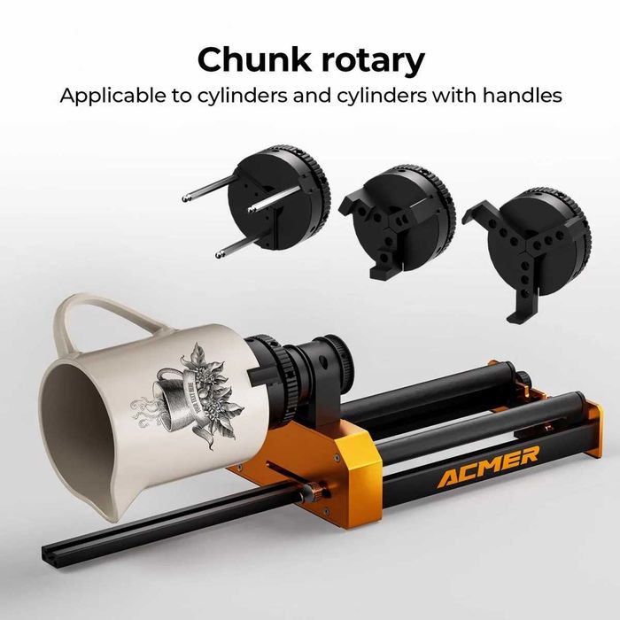 Sistem Rotativ ACMER M4 4-in-1 Gravare Pahare Cani Gravator Laser CNC