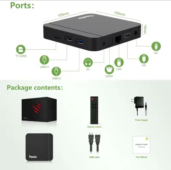 Smart Iptv Box Tanix 4g ram 32g Configurat