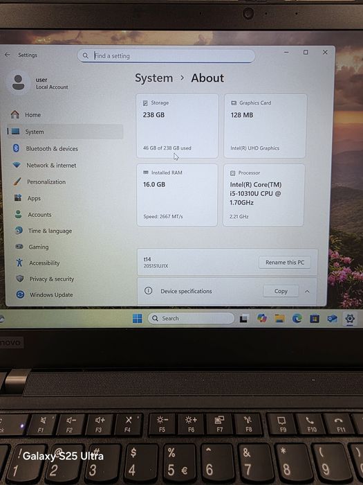 Lenovo ThinkPad T14 I5/16RAM/256 SSD