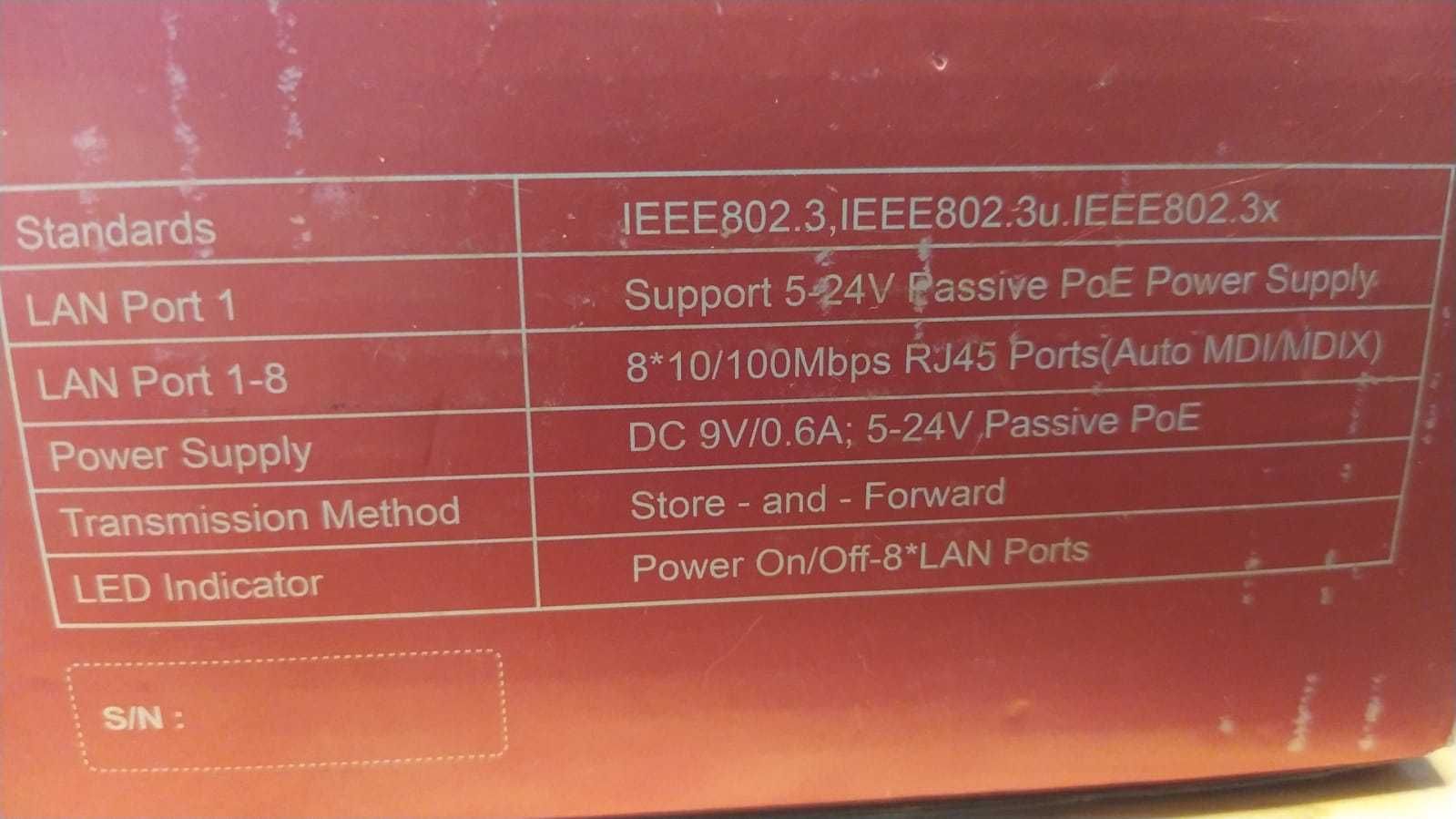 хаб / свитч / коммутатор + POE (passive) HUB / SWITCH