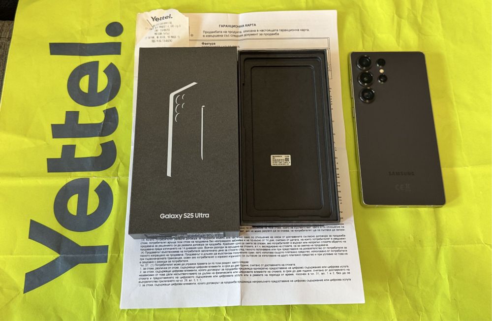 КАТО НОВ 512GB Samsung S25 Ultra Yettel Гаранция 2028 г. Black