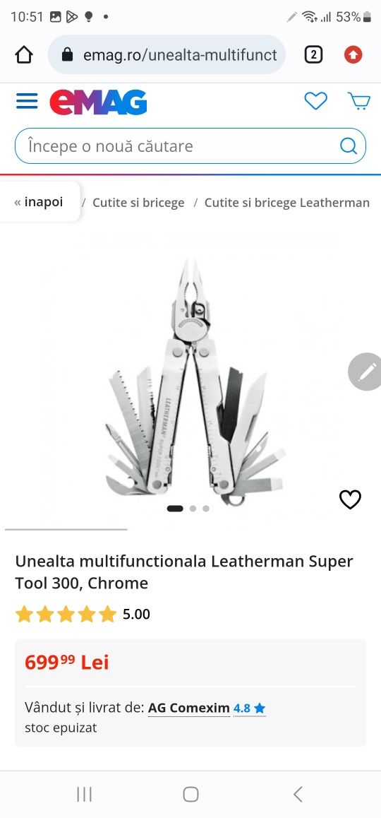 Unealta multifunctionala Leatherman Super Tool 300, Chrome (Produs nou