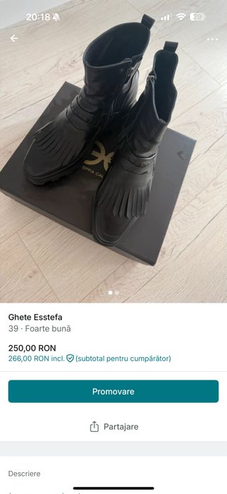 Ghete esteffa piele naturala marinea 39