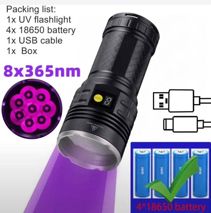 Фонарь уф 8х365нм