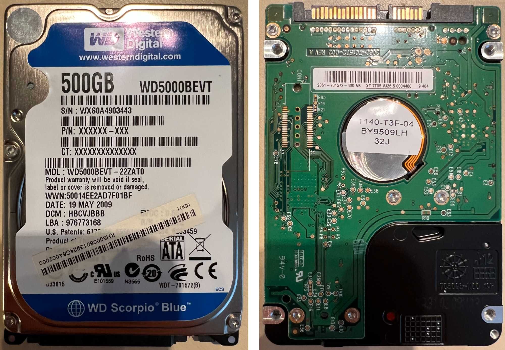 Hard Disk Laptop Western Digital 2.5" 500 GB SATA2 HDD WD Scorpio Blue