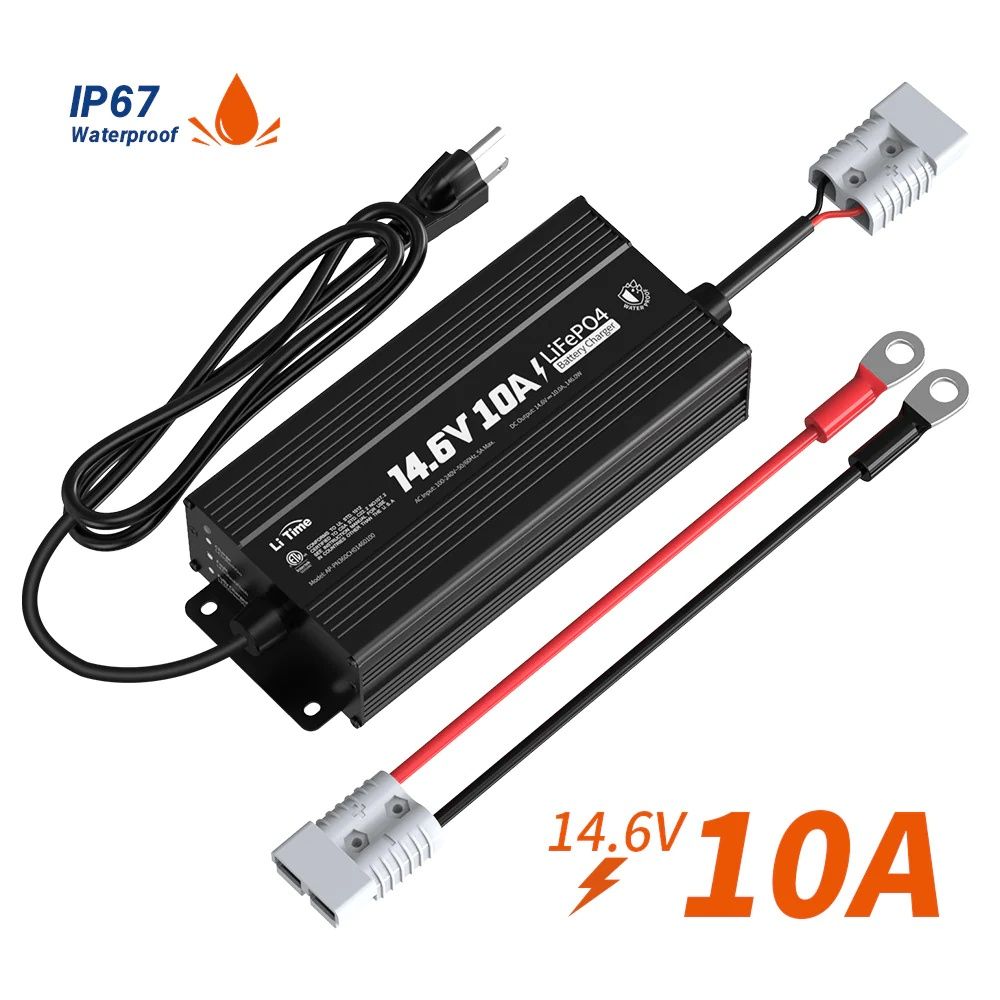 LiTime 12V (14.6V) 10A Зарядно устройство за 12 V литиева батерия IP67