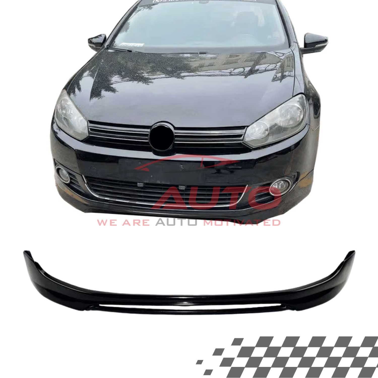 Лип Спойлер за предна броня VW Golf 6, черен гланц, голф 6 броня