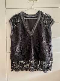 Bluza Zara dama neagra dantela, masura M/L