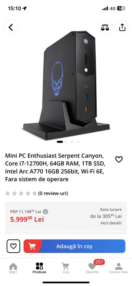 Vand Mini PC Enthusiast serpent Canyon NOU